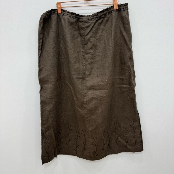 L.L. Bean Women’s Dark Brown 100% Linen Mid-Length Midi Straight Skirt sz Large - Picture 2 of 7